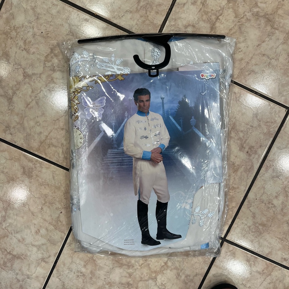 Men's White Prince Charming Costume with Blue Accents